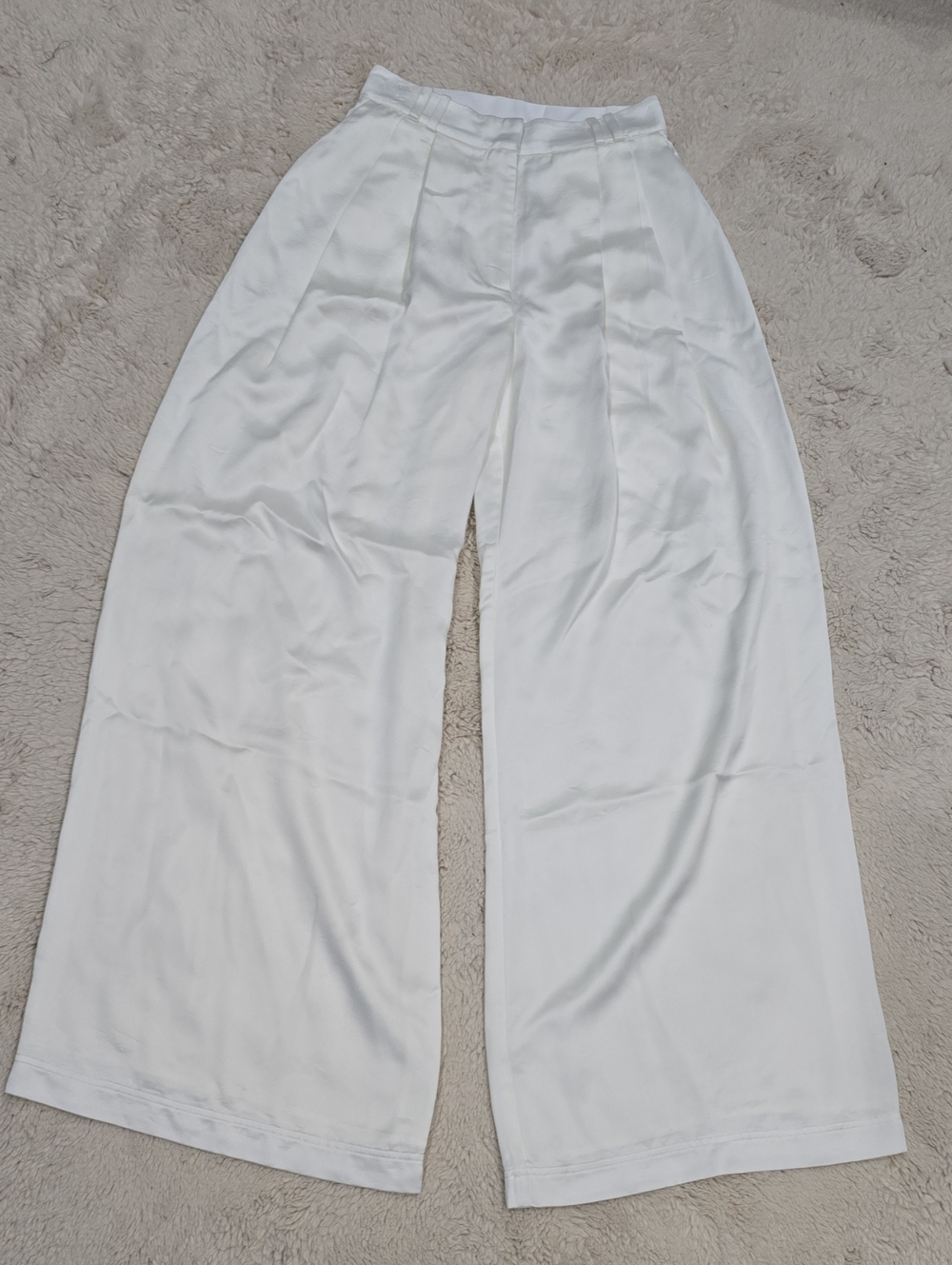 White Wide-Leg High-Waist Pants